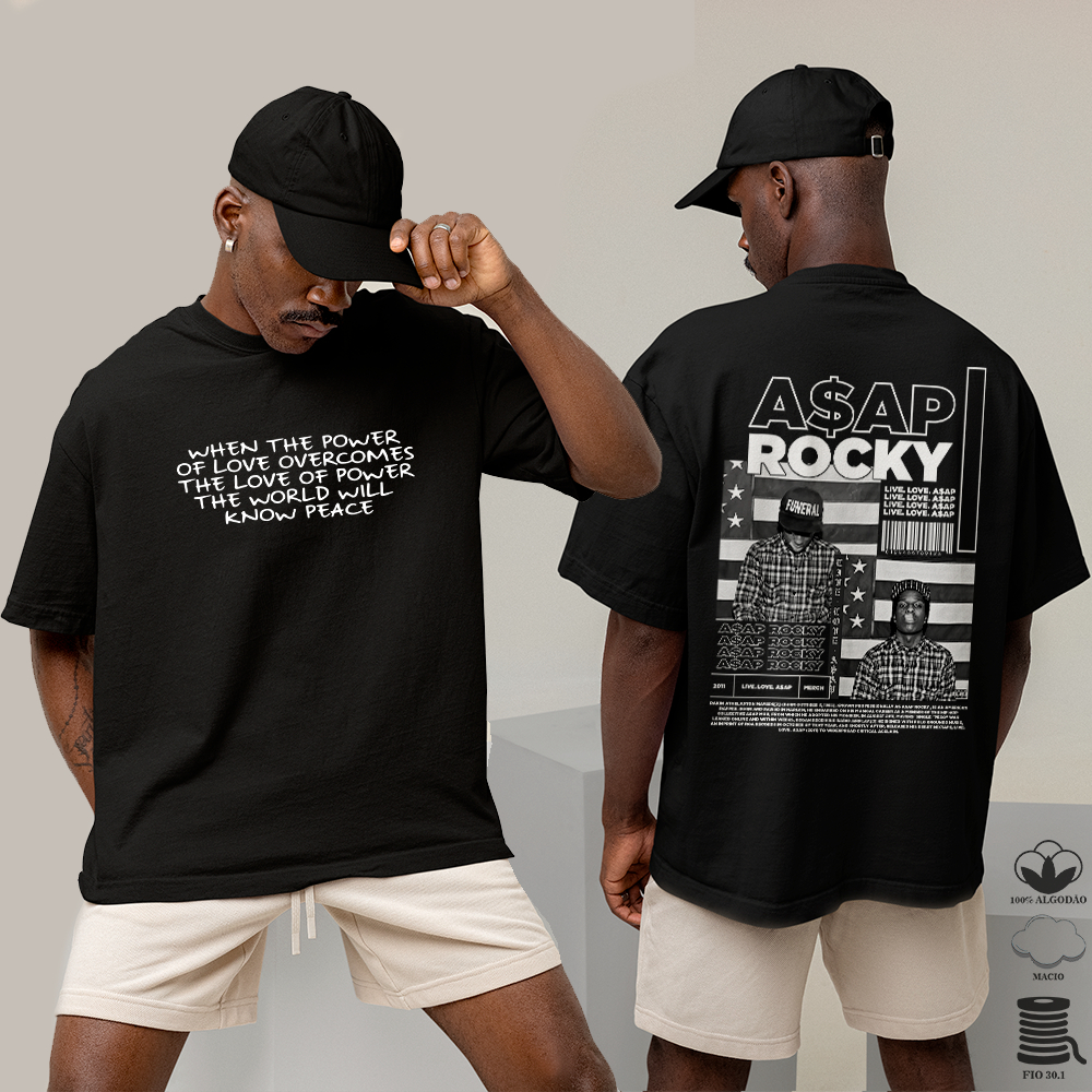 Camiseta Básica Oversized Algodão Estampado Streetwear Rapper A$ap Rocky Americano USA Fashion Killa
