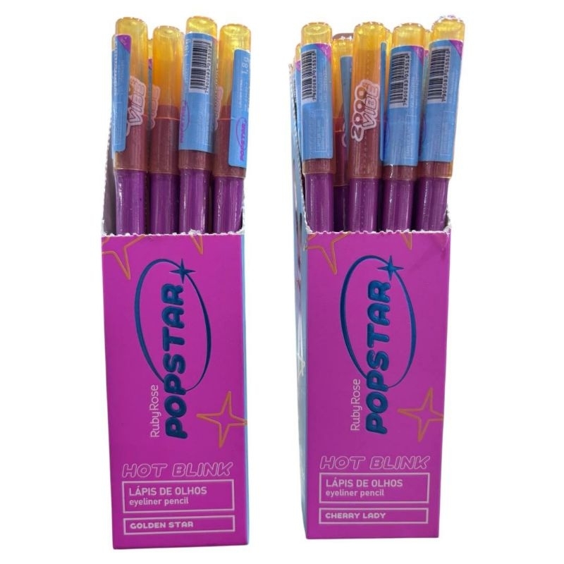 Box C/12 Pçs Lápis de Olhos Hot Blink Popstar Ruby Rose Marrom Nude Bordô Preto Alta Pigmentação HB-E2402