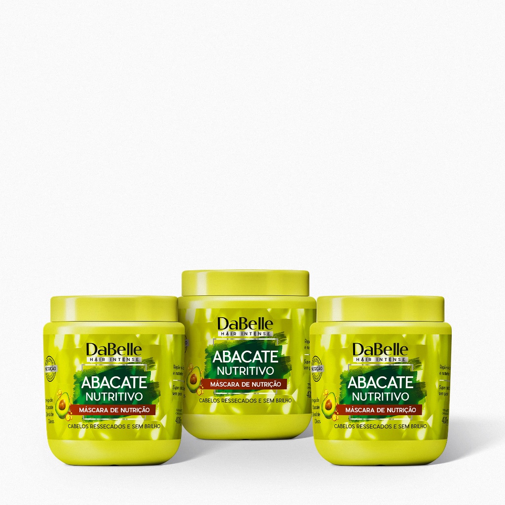 Combo Abacate Nutritivo 3 Máscaras de 400g Dabelle Hair em Oferta na Shopee