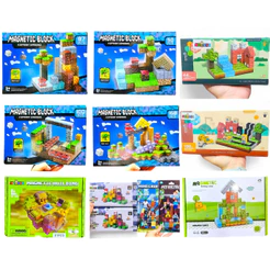Kit Blocos Magnéticos Mine World C/ Bonecos e Acessórios.