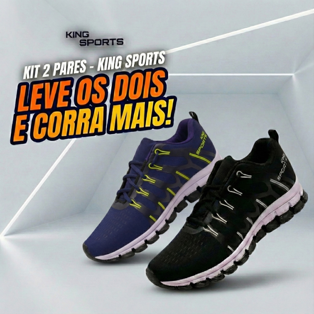 Kit 2 Pares Tênis Masculino Esportivo  Para Corridas e Exercícios de Alta Performance