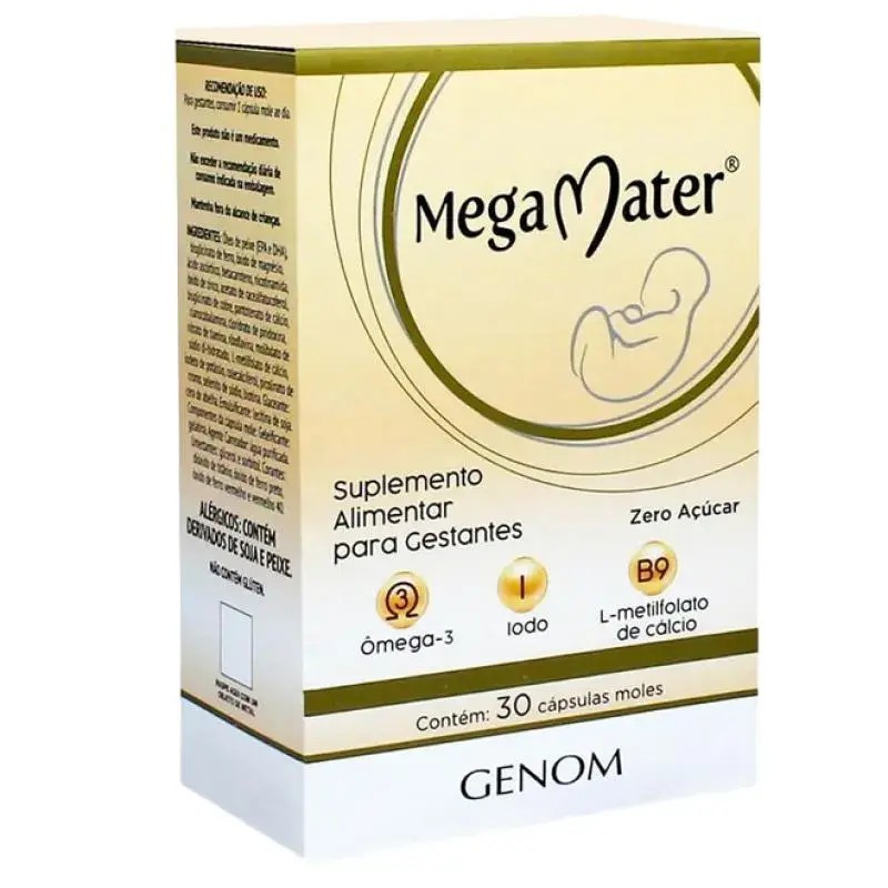 Mega Mater 30 Cápsulas Suplemento Pré Natal Gestantes e Lactantes 23 Vitaminas e Minerais