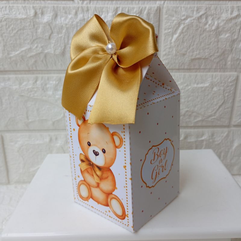 Kit 10un Caixa Milk Chá revelação ursinho ( PEGUE E MONTE ) Lembrancinha Personalizada Festa infantil mimos aniversário