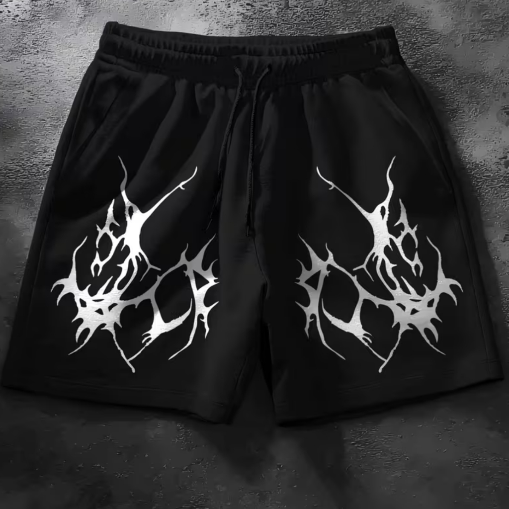 Short Moletom Masculino Estampa Tribal Gótica Punk Streetwear Verão em Oferta na Shopee