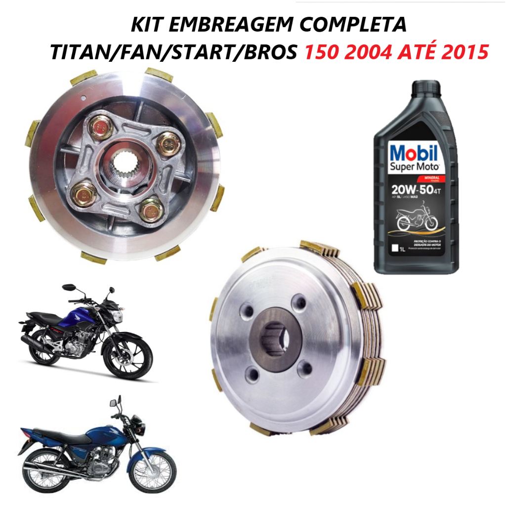 Kit embreagem 20 peças plato cubo disco separador mola flange Honda Titan 150 Fan Start Bros Mobil