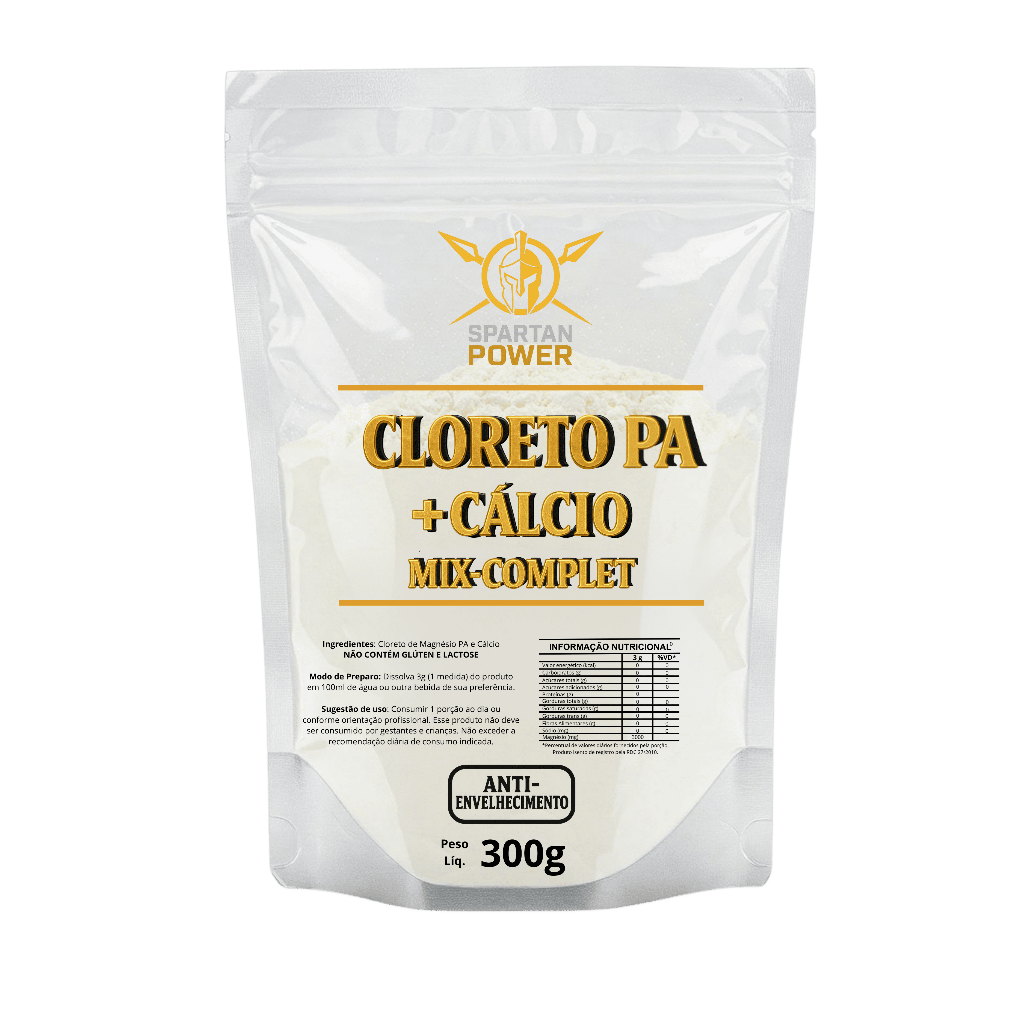 Cloreto de Magnésio PA + Cálcio + Sucupira Spartan Power 300g – Saúde Óssea, Articular, Energia e Equilíbrio Mineral