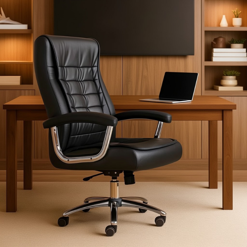 Cadeira Escritório Couro Presidente Molas Ensacadas NR17 Califórnia Fratini