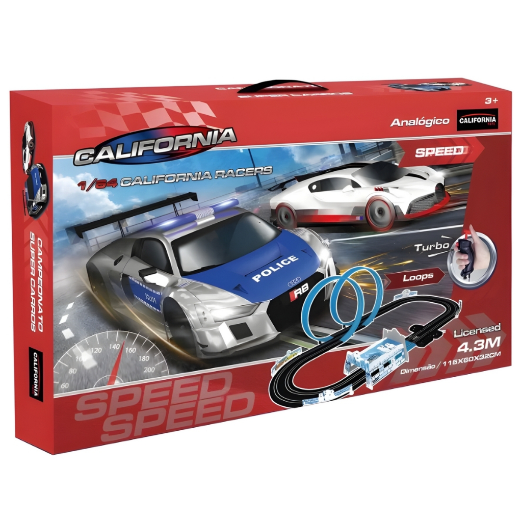 Autorama Pista Elétrica California Racers 4,3m Audi Bugatti