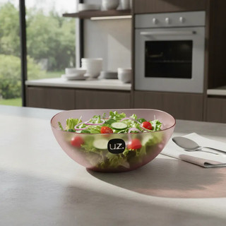 Saladeira Bacia Vasilha Tigela Bowl 2L Multiuso Redonda Translúcida Sobremesa Petisco UZ106 - Rosa