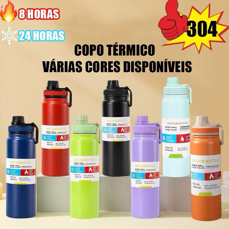 Garrafa 800ml Inox Térmica Camada Dupla Com Alça em Oferta na Shopee