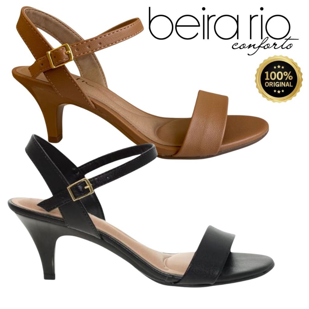 Sandalia Beira Rio 8308-1430 Original Salto Fino Confortavel Macia em Oferta na Shopee
