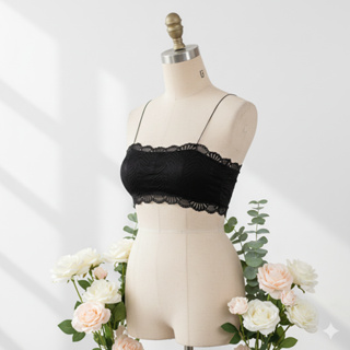 Top Faixa Cropped Renda com Bojo Removível e Alças Feminino Sutiã Com Bojo Top Academia em Oferta na Shopee