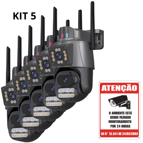 Kit 5 Câmeras de Segurança Dupla Wifi a Prova D'agua Dupla Com Led Visão Noturna Sensor de Movimento em Oferta na Shopee