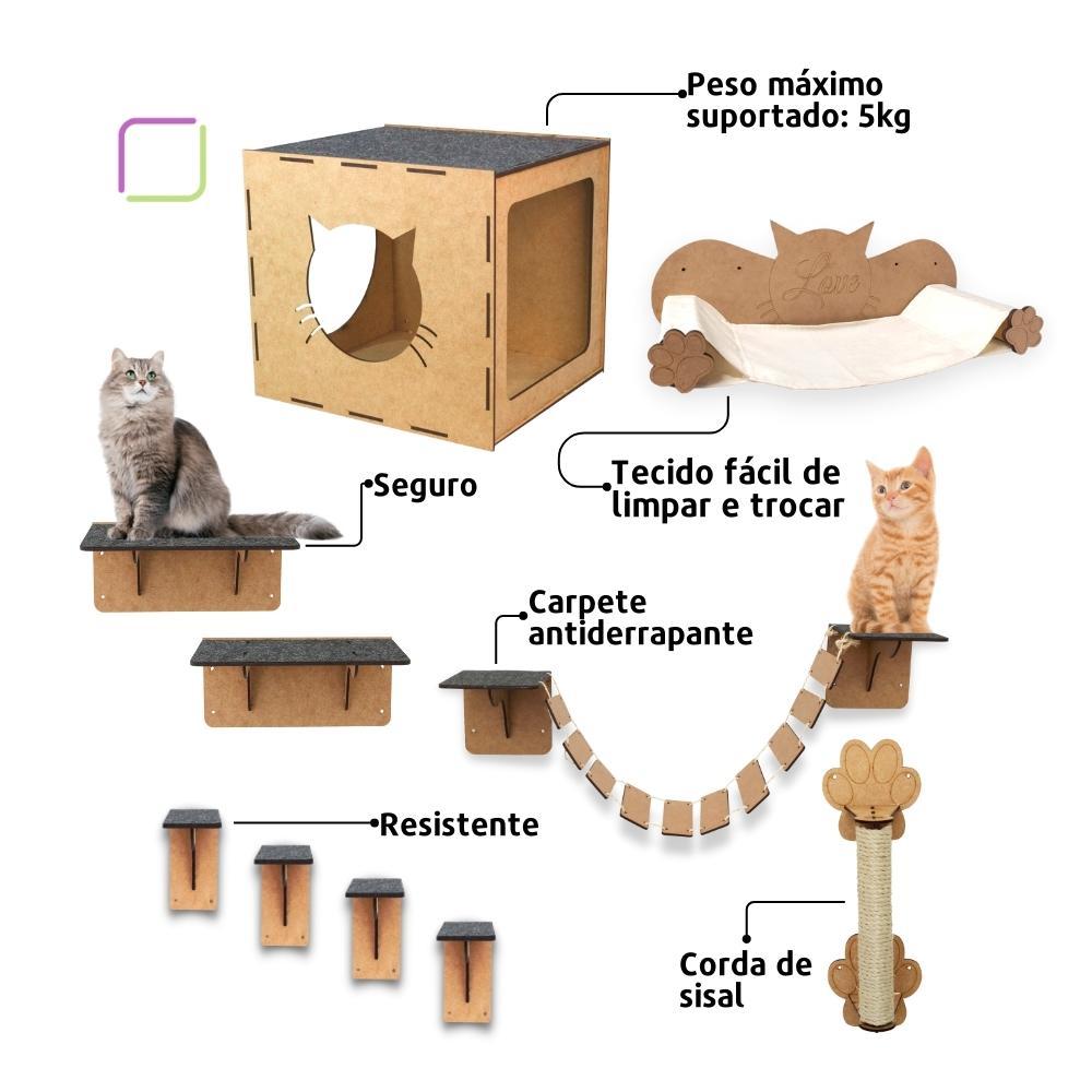 Melhores Playground para Gatos com Arranhador de Parede Nicho Ponte Suspensa Brinquedo para Gato