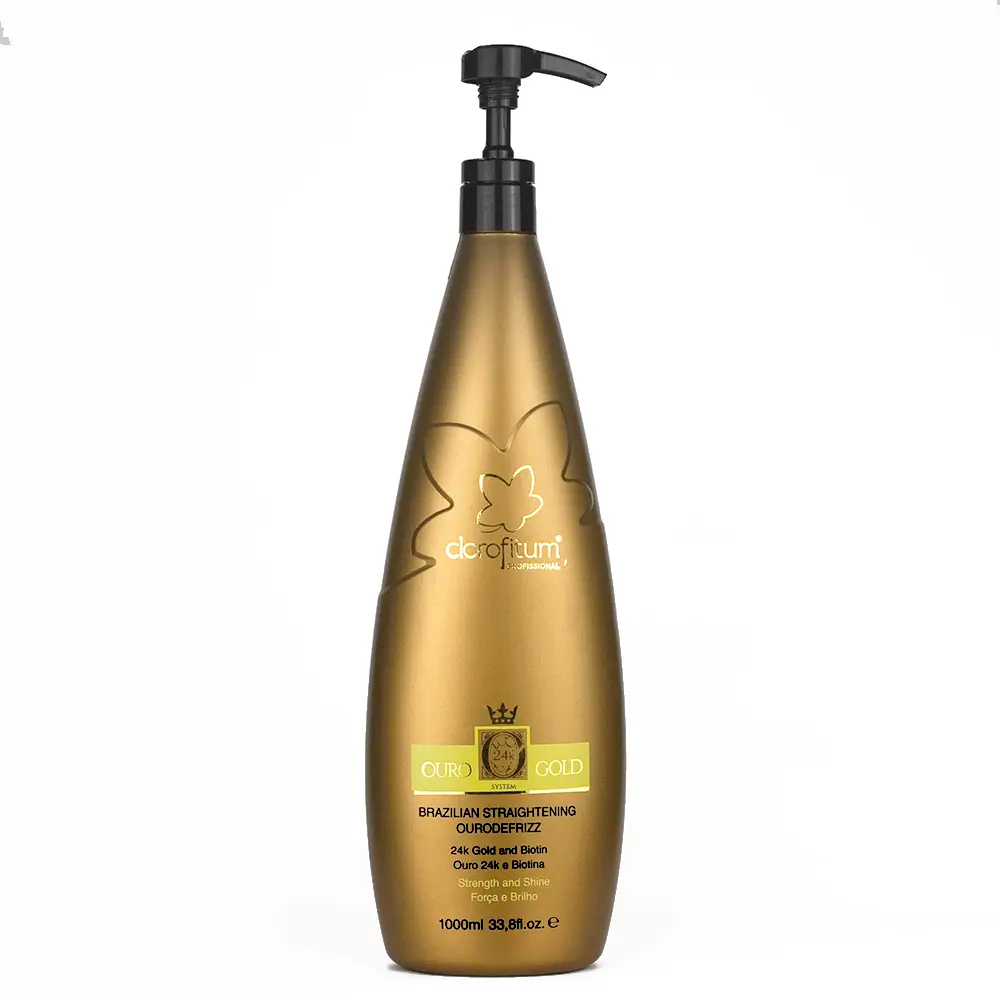 Escova Progressiva Ouro 24K Gold Clorofitum 1L Sem Formol Redução de Volume Brilho Profissional