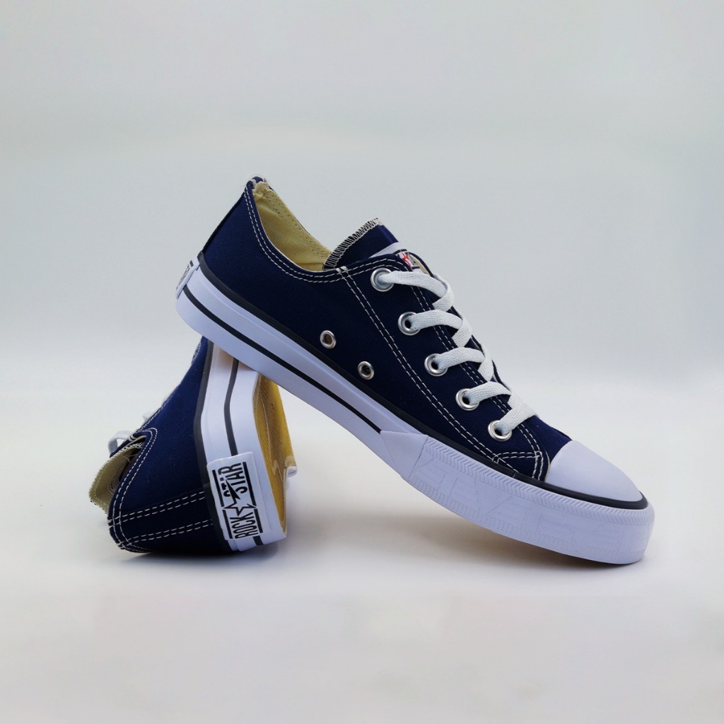 Tênis Cano Baixo Azul Marinho Unissex Estiloso Versátil Leve e Confortável Tevet Rock Star em Oferta na Shopee
