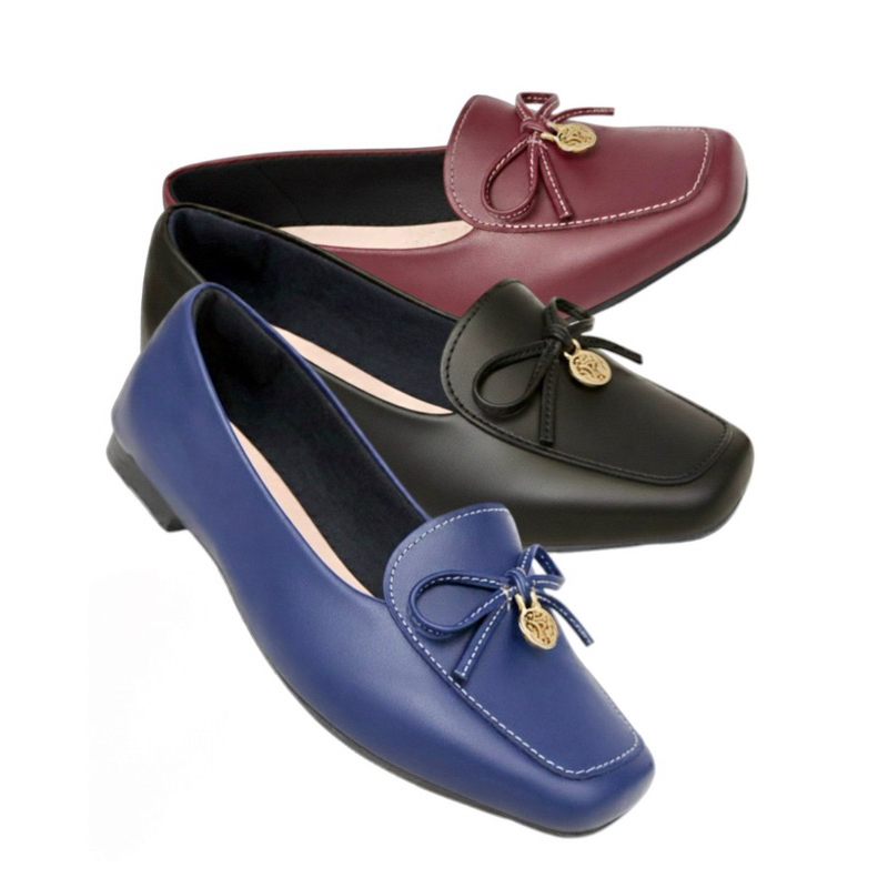 SAPATILHA MOCASSIM FEMININO BICO QUADRADO SAPATO CASUAL COM FIVELA PRETO AZUL VINHO em Oferta na Shopee