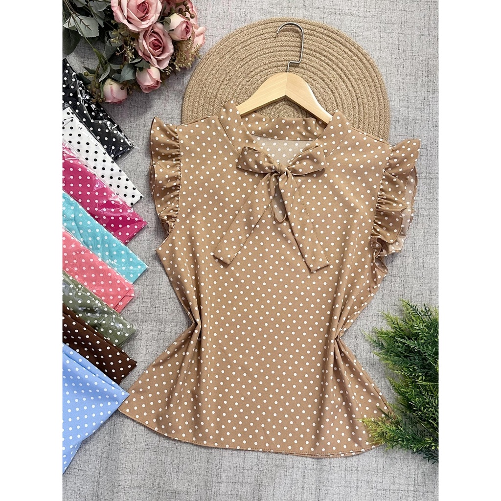 blusa bolinha de crepinho moda feminina 0251-1