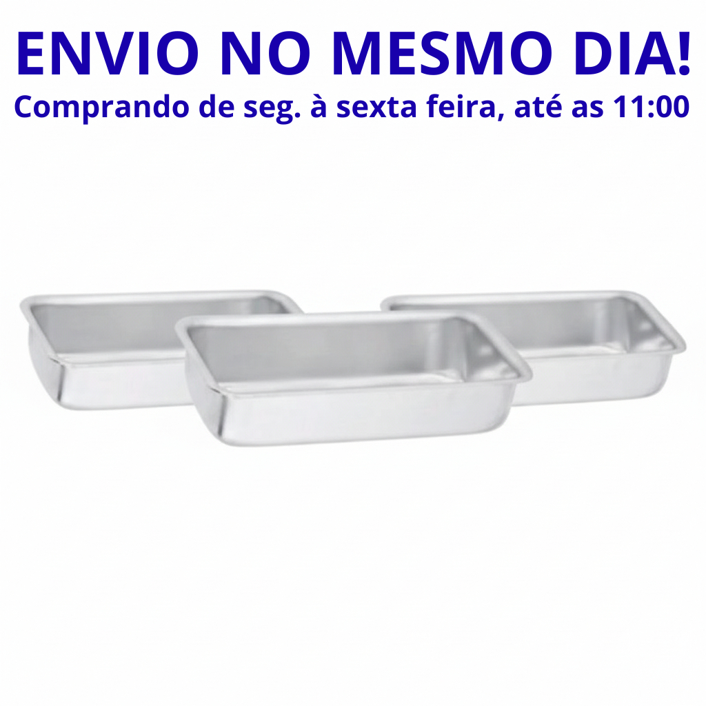 3 Formas de PÃO caseiro, bolo inglês e gelo, GRANDE N°3, kit com 3 assadeiras  Retangulares 28x11x5cm em Oferta na Shopee