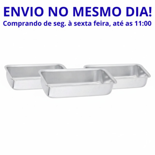 3 Formas de PÃO caseiro, bolo inglês e gelo, GRANDE N°3, kit com 3 assadeiras  Retangulares 28x11x5cm em Oferta na Shopee