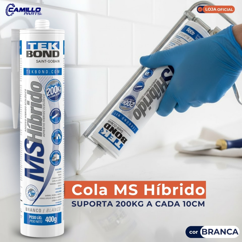 Imagem Cola Marmore Pedras Suporta 200kg Cada 10cm Tekbond Adesivo Ms Hibrido Branca