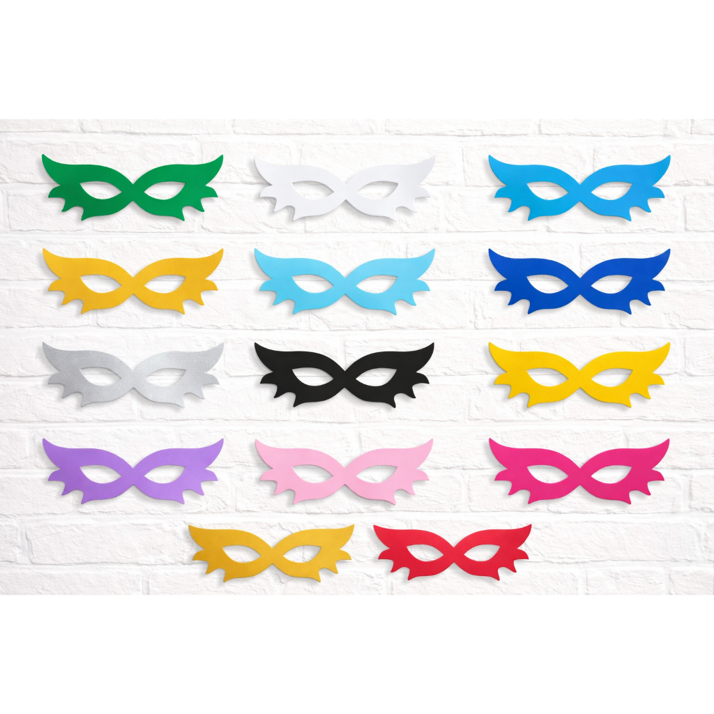 Cartela com 50/100/150/200/250 adesivos -Mascara de carnaval tamanho mini- 5 cm comprimento x 1,8 cm de Altura