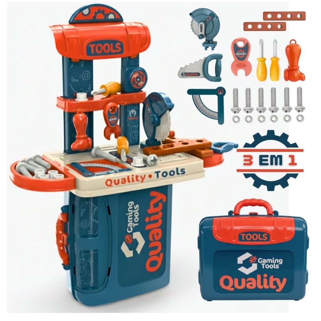 Mini Maleta de Ferramentas Infantil Portátil Bancada Com Acessório Completa Azul Oficina em Oferta na Shopee