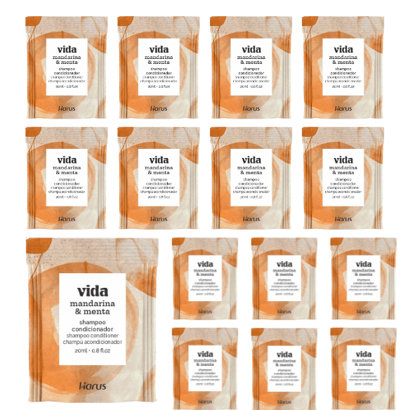 Kit 50 un 20 ML - Shampoo Condicionador 2x1 Harus Vida Sache de 20ml - Hotel, Motel, Pousada, Airbnb. - Qualidade. em Oferta na Shopee