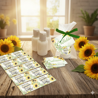 Kit 30 Lembracinhas Mini Hidratante Mimo Cliente Girassol Gratidão Festas e Comemorações em Oferta na Shopee