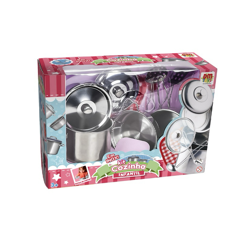 Kit Jogo Panelinhas Metal Inox Infantil Cozinha 8 Peças em Oferta na Shopee