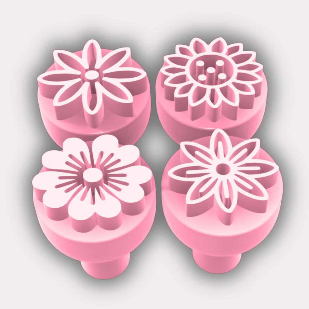 Kit Carimbos para Brigadeiro Docinho Flores  4 Peças