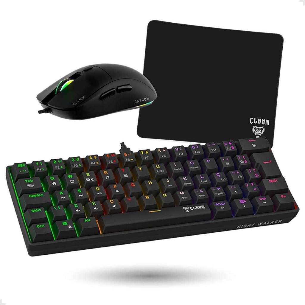 Combo Gamer Darkline Lite Com RGB - Teclado Mecanico 60% Anti-ghosting, Mouse 10.000 DPI, Mousepad em Oferta na Shopee