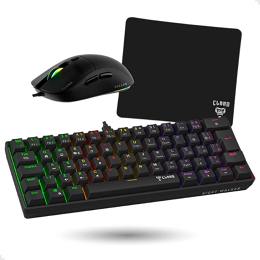 Combo Gamer Darkline Lite Com RGB - Teclado Mecanico 60% Anti-ghosting, Mouse 10.000 DPI, Mousepad