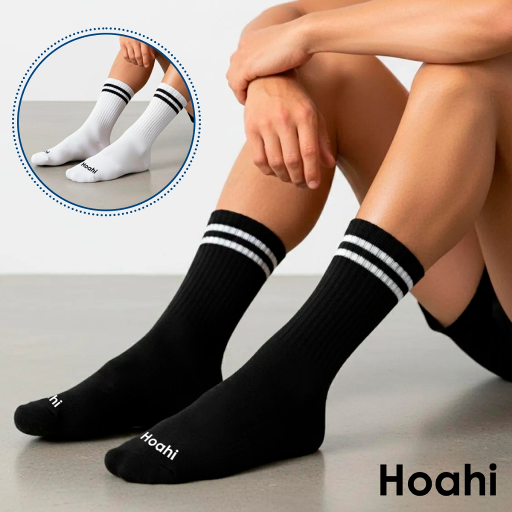 Kit 3 Pares Meias Hoahi Cano Alto Longo Algodão Meia Grossa P/ Frio Academia Esportiva Masculina Feminina Casual em Oferta na Shopee