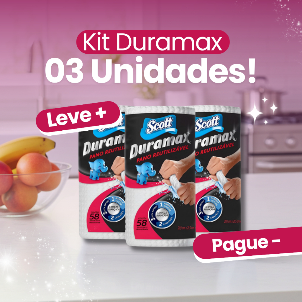 Kit com 03 Panos Multiuso Branco Duramax Scott