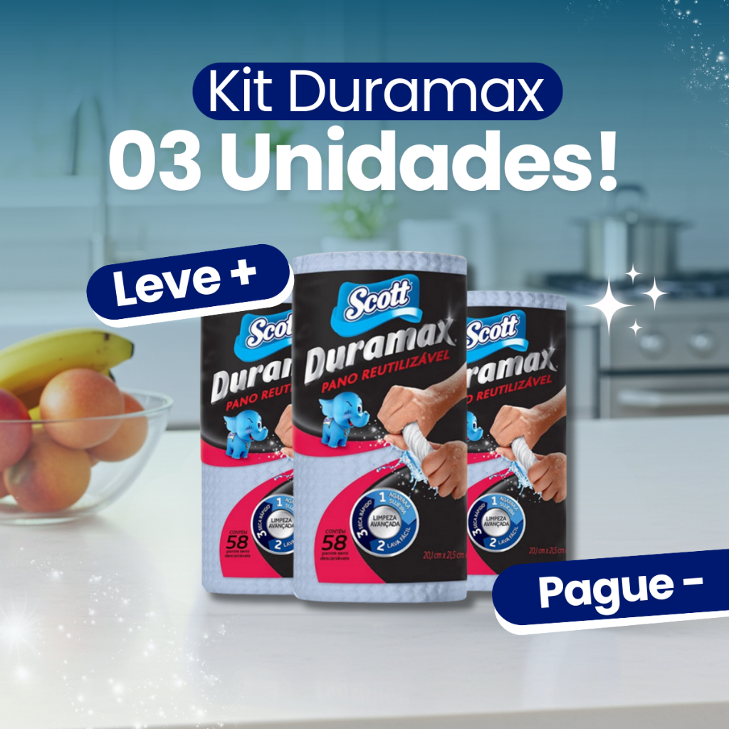 Kit com 03 Panos Multiuso Azul Duramax Scott em Oferta na Shopee