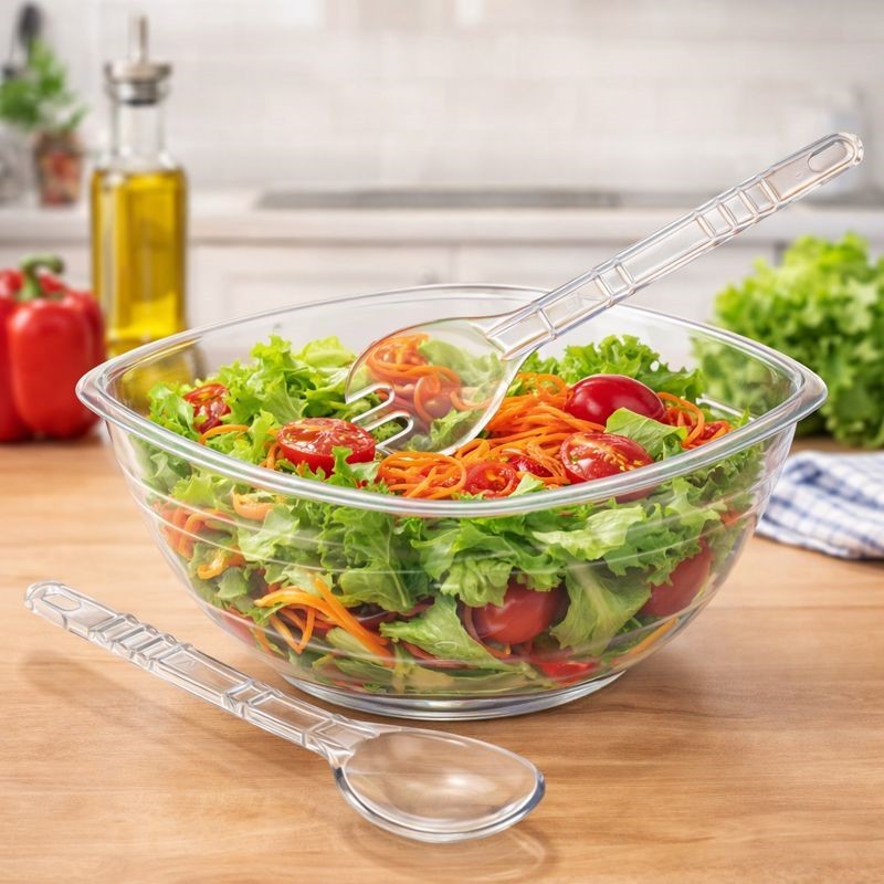 Saladeira de Plástico Grande 4,5 litros com Pegadores para Servir Salada em Oferta na Shopee