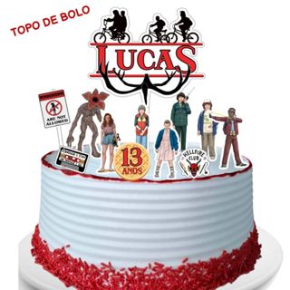 TOPO TOPPER DE BOLO STRANGER THINGS PERSONALIZADO ANIVERSÁRIO em Oferta na Shopee