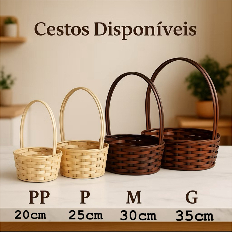 CESTA PARA DECORAÇÃO/DIA DAS MÃES/  REDONDA/ OPÇÂO UNIDADE OU KIT COM 4 TAMANHOS -ENVIO IMEDIATO em Oferta na Shopee
