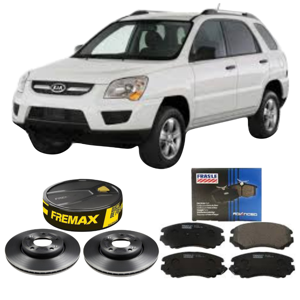 Kit Disco De Freio Fremax + Pastilha Frasle Dianteira Sportage 2.0 2.7 2005 A 2010