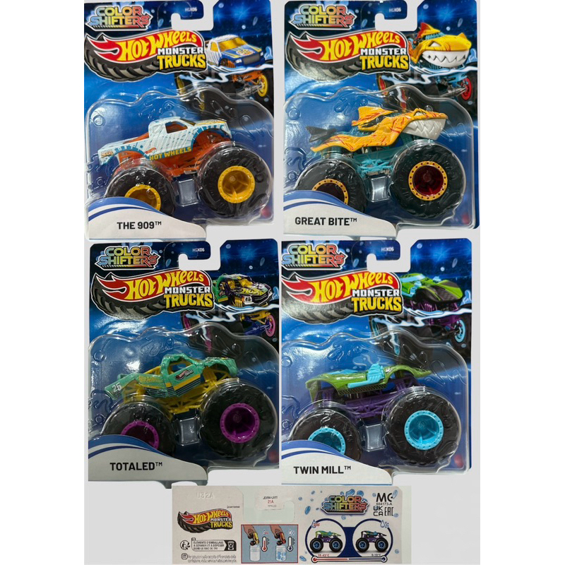 Hot Wheels Monster Truck Color Shifters - O monster Truck que muda de cor - Great Bite / Totaled / The 909 / Twin Mill