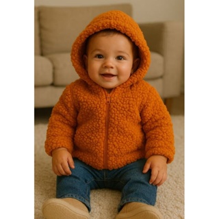 casaco Teddy infantil com zíper e capuz P, M, G bebê até o tamanho 2 em Oferta na Shopee