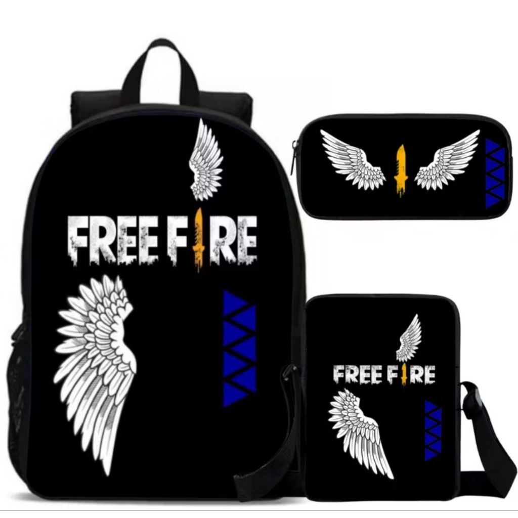 Kit Mochila Casual Escolar Infantil Resistente Com Lancheira E Estojo Free Fire Game Menino e Menina Promocao em Oferta na Shopee
