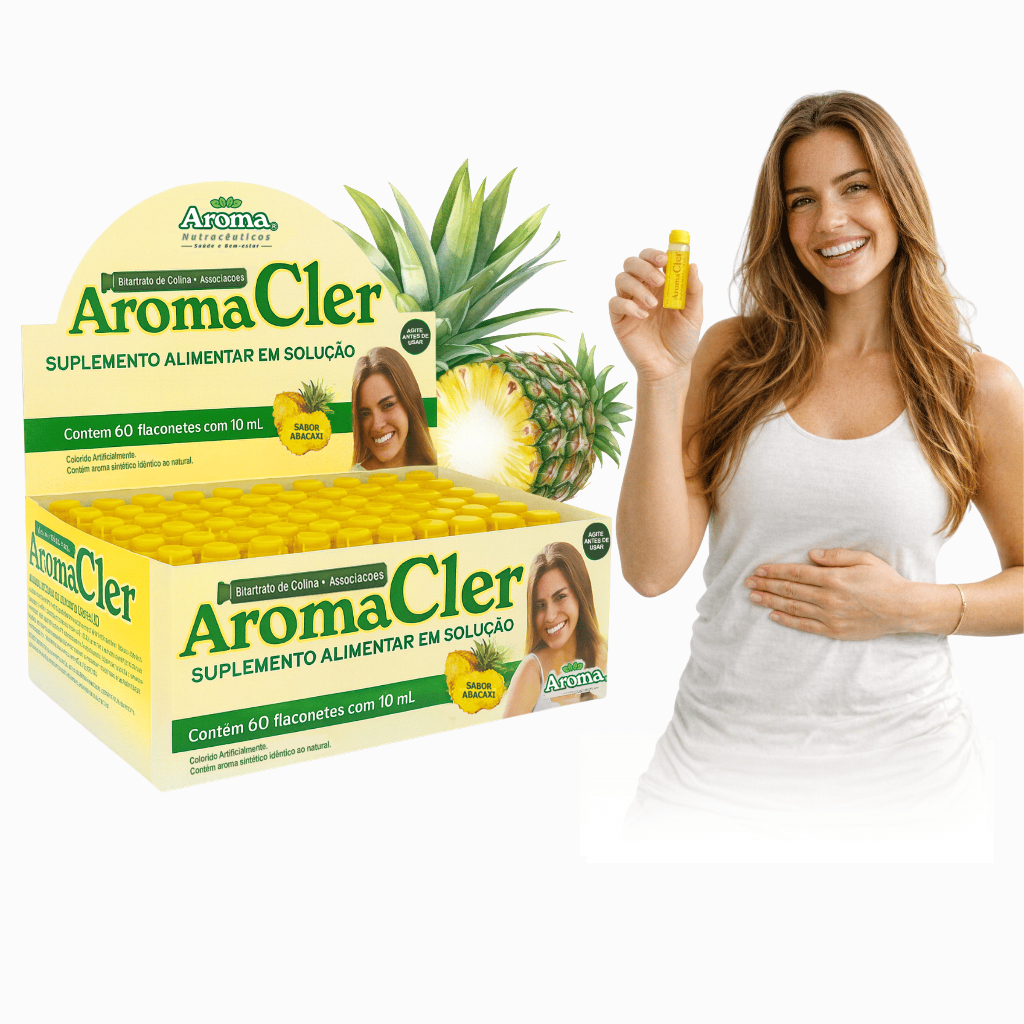 Digestivo Colina Aromacler Abacaxi 60 Flaconetes Queimação Azia e Ressaca