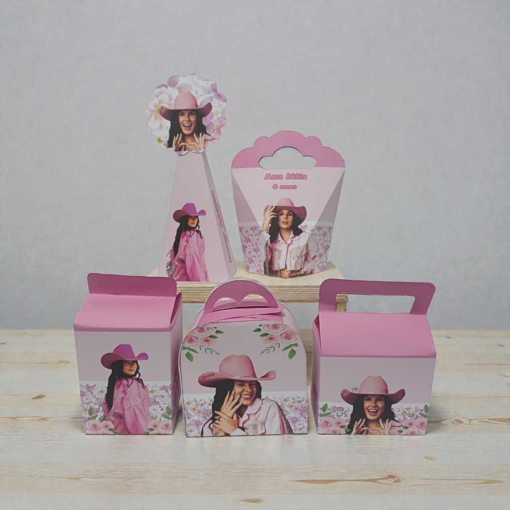Kit Caixinhas Personalizadas com nome  e  idade Boiadeira  Festa Aniversário Lembrancinhas