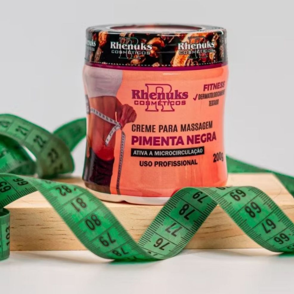 Creme Para Massagem Gel Redutor De Medidas Pimenta Negra 200g - Rhenuks Cosméticos