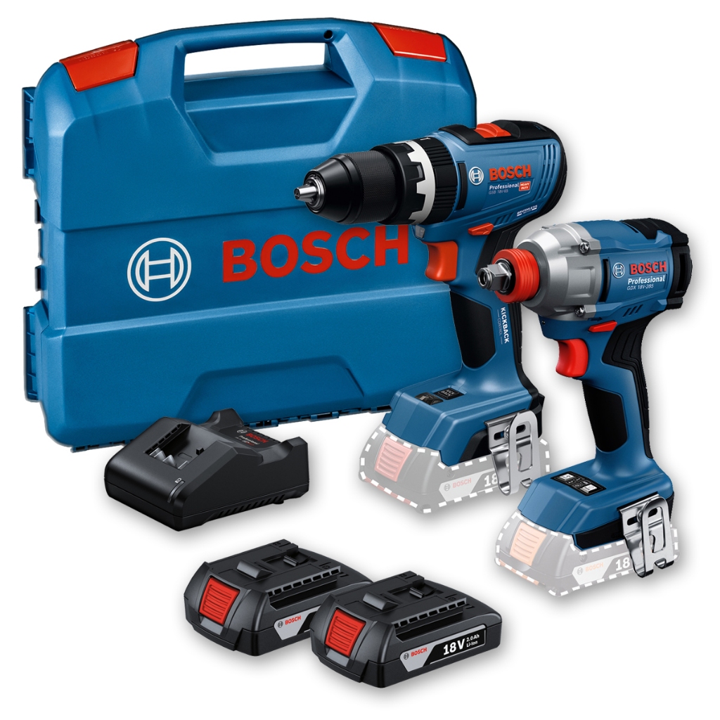 Chave De Impacto Gdx 18v-285 + Furadeira Gsb 18v-65 Com Baterias 18V Bosch