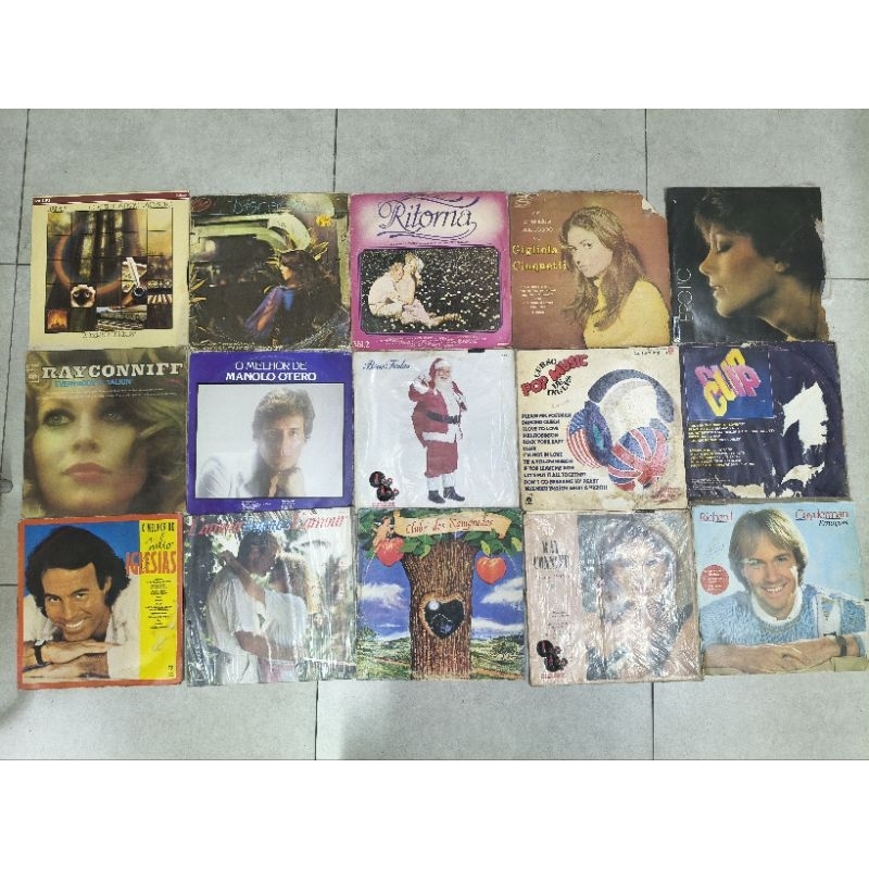 lote com 15 LP Júlio Iglesias Ray Richard piano orquestra opera lentas pop internacional novela A9B