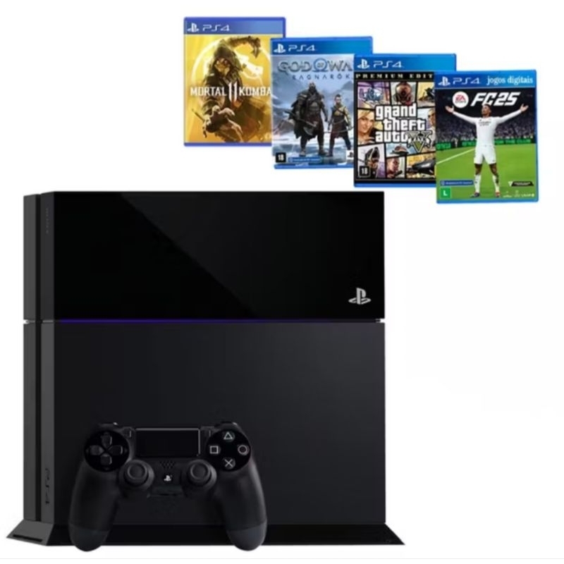 Vídeo Game Console Ps4 Fat PlayStation 4 Controle 1 Jogo 500gb