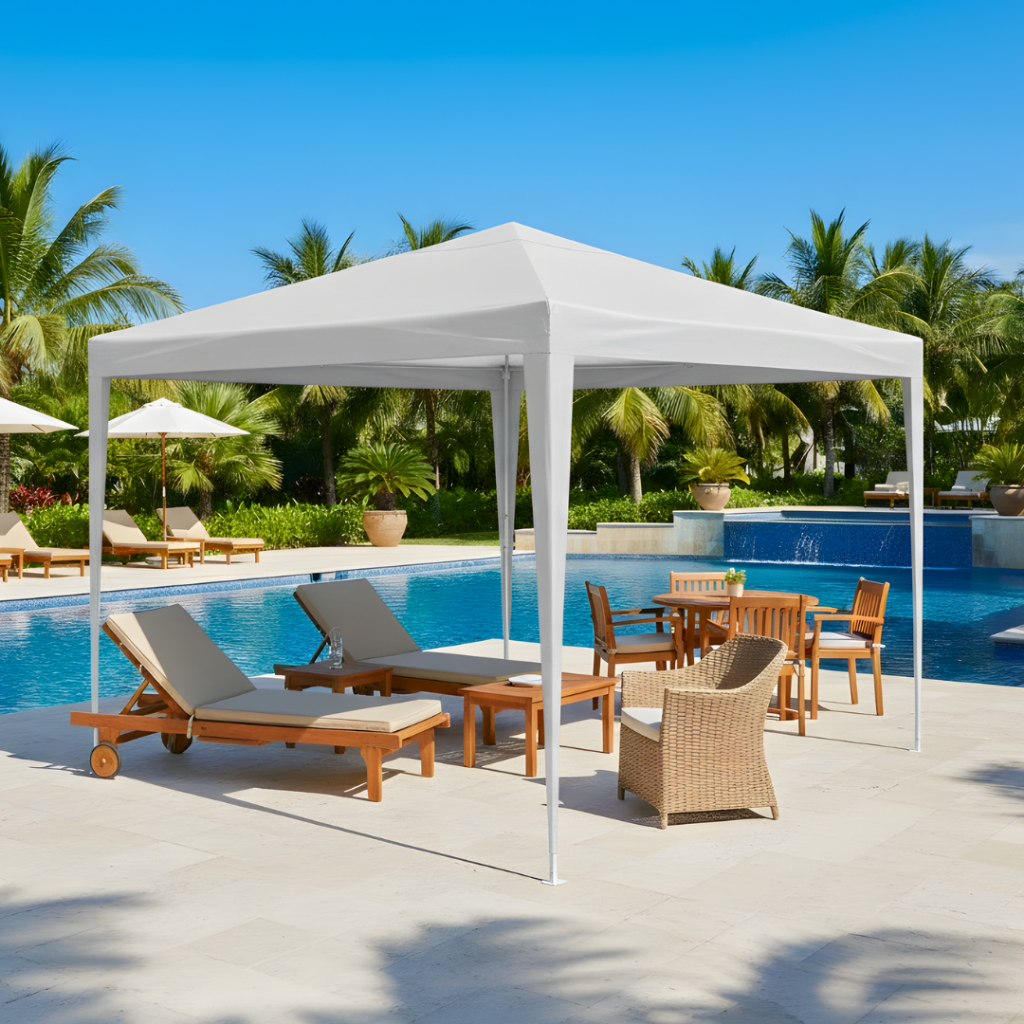 Tenda de Praia Gazebo Azul Barraca Lona de Ráfia 3x3 Metros Desmontável Eagle Force Camping